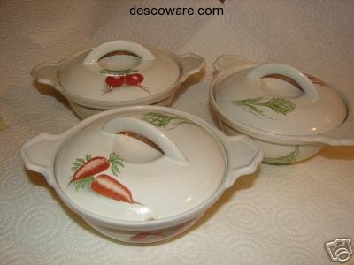 descoware.com-very old small bowl set of three radishes