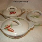 descoware.com-very old small bowl set of three radishes